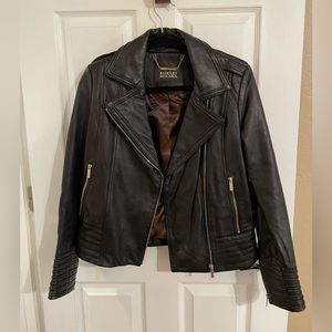 Badgley Mischka Collection Badgley Mischka Gia Leather Biker Jacket - M - Black